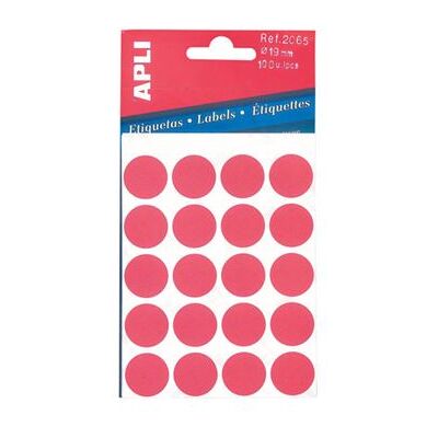 APLI PAPER - Permanente kleeflaag - rood - 19 mm rond 100 etiket(ten) (5 vel(len) x 20) ronde labels APLI PAPER - Permanente kleeflaag - rood - 19 mm rond 100 etiket(ten) (5 vel(len) x 20) ronde labels