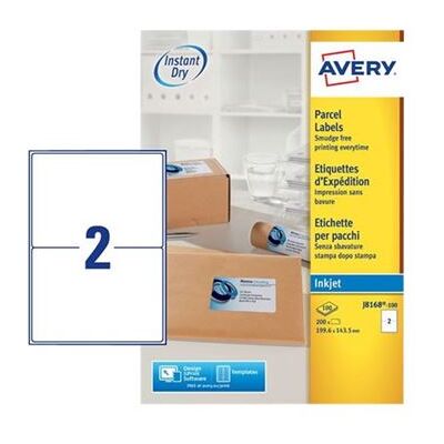 Avery Dennison Avery Inkjet - Wit - 199.6 x 143.5 mm 200 etiket(ten) (100 vel(len) x 2 adresetiketten Avery Dennison Avery Inkjet - Wit - 199.6 x 143.5 mm 200 etiket(ten) (100 vel(len) x 2 adresetiketten