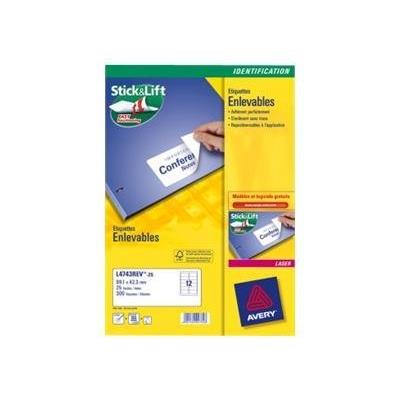 Avery Dennison Avery - Verwijderbare kleeflaag - wit - 99.1 x 42.3 mm 300 etiket(ten) (25 vel(len) x 12) etiketten Avery Dennison Avery - Verwijderbare kleeflaag - wit - 99.1 x 42.3 mm 300 etiket(ten) (25 vel(len) x 12) etiketten