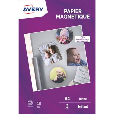 Avery Dennison Avery - Papier - glanzend wit - A4 (210 x 297 mm) 3 vel(len) magnetische stickers Avery Dennison Avery - Papier - glanzend wit - A4 (210 x 297 mm) 3 vel(len) magnetische stickers