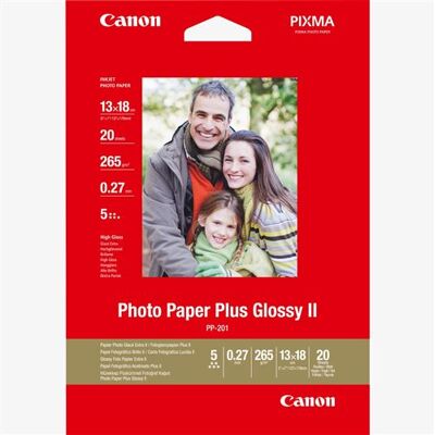 Canon Photo Paper Plus Glossy II PP-201 - Glanzend - 130 x 180 mm - 260 g/m² - 20 vel(len) fotopapier - voor PIXMA iP2700, iX7000, MG2555, MP520, MP610, MP970, MX300, MX310, MX700, MX850, TS7450 Canon Photo Paper Plus Glossy II PP-201 - Glanzend - 130 x 180 mm - 260 g/m² - 20 vel(len) fotopapier - voor PIXMA iP2700, iX7000, MG2555, MP520, MP610, MP970, MX300, MX310, MX700, MX850, TS7450