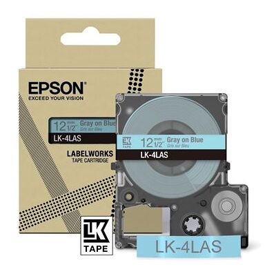 Inktpatroon Epson LK-4LAS voor LabelWorks LW-C410 en LW-C610 Grijs op blauw Inktpatroon Epson LK-4LAS voor LabelWorks LW-C410 en LW-C610 Grijs op blauw