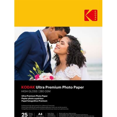 Pak van 25 vellen Kodak hoogglans fotopapier voor inkjetprinters Pak van 25 vellen Kodak hoogglans fotopapier voor inkjetprinters