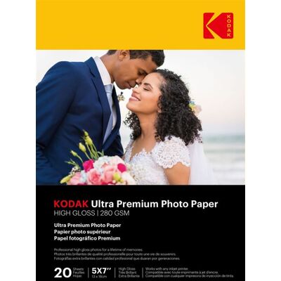 Pak van 20 vellen Kodak hoogglans fotopapier voor inkjetprinters Pak van 20 vellen Kodak hoogglans fotopapier voor inkjetprinters
