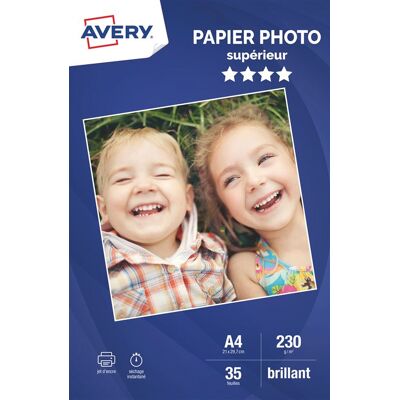 Pakket van 35 vellen glanzend fotopapier A4 Avery Dennison Wit voor inkjetprinters Pakket van 35 vellen glanzend fotopapier A4 Avery Dennison Wit voor inkjetprinters