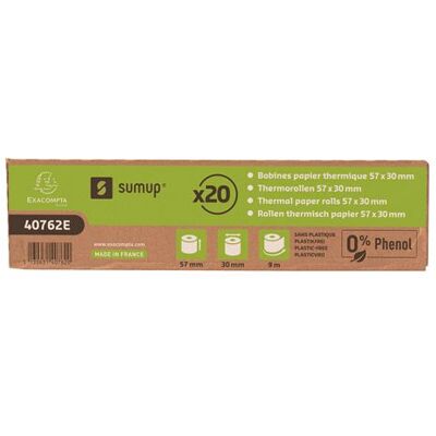 Doos met 20 rollen Exacompta thermisch papier voor SumUp 57 x 30 mm Wit Doos met 20 rollen Exacompta thermisch papier voor SumUp 57 x 30 mm Wit