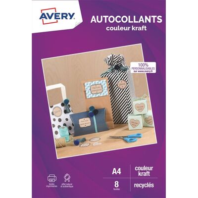 Avery Autocollants - Papier - permanente kleeflaag - bruin - A4 (210 x 297 mm) 8 stuks (8 vel(len) x 1 etiketten Avery Autocollants - Papier - permanente kleeflaag - bruin - A4 (210 x 297 mm) 8 stuks (8 vel(len) x 1 etiketten