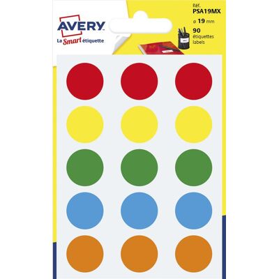 Avery Dennison AVERY BL 90 PASTILLE ADH 19MM ASS Avery Dennison AVERY BL 90 PASTILLE ADH 19MM ASS