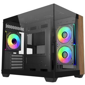 Cooler Master Gaming-pc-behuizing Elite 481 Wood Mid-tower Zwart met zijpaneel van gehard glas Cooler Master Gaming-pc-behuizing Elite 481 Wood Mid-tower Zwart met zijpaneel van gehard glas
