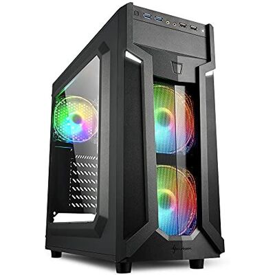 Sharkoon VG6-W RGB - Towermodel - ATX - zijpaneel met raam (acryl) - geen voeding - USB/Audio Sharkoon VG6-W RGB - Towermodel - ATX - zijpaneel met raam (acryl) - geen voeding - USB/Audio