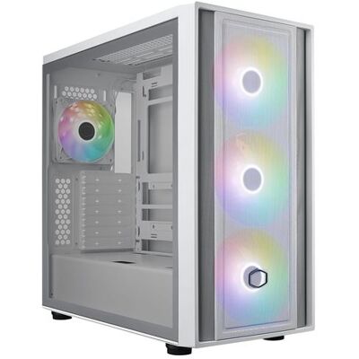 Cooler Master PC-behuizing MasterBox 600 Mid-tower Wit ARGB met zijpaneel van gehard glas Cooler Master PC-behuizing MasterBox 600 Mid-tower Wit ARGB met zijpaneel van gehard glas