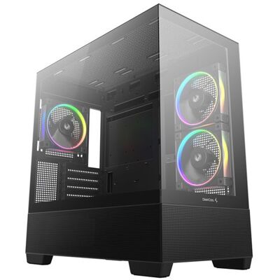 DeepCool PC-behuizing CG380 3 middelgrote zwarte ARGB-behuizing met transparant glazen zijpaneel DeepCool PC-behuizing CG380 3 middelgrote zwarte ARGB-behuizing met transparant glazen zijpaneel