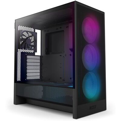 NZXT PC-behuizing H5 FLOW Mid-tower Zwart RGB met zijpaneel van gehard glas NZXT PC-behuizing H5 FLOW Mid-tower Zwart RGB met zijpaneel van gehard glas