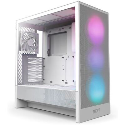 Nzxt Pc-behuizing H5 Flow Mid-tower Wit Rgb Met Zijpaneel Van Gehard Glas Nzxt Pc-behuizing H5 Flow Mid-tower Wit Rgb Met Zijpaneel Van Gehard Glas