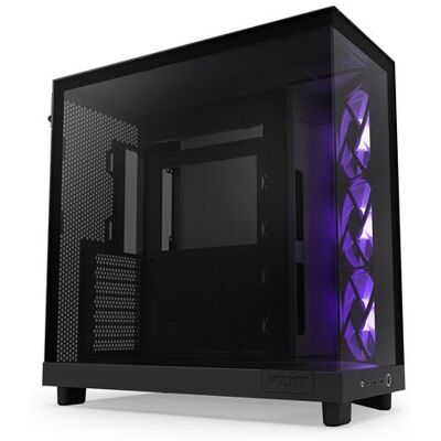 NZXT PC-behuizing H6 FLOW Mid-tower Zwart RGB met zijpaneel van gehard glas NZXT PC-behuizing H6 FLOW Mid-tower Zwart RGB met zijpaneel van gehard glas