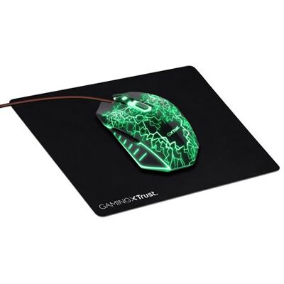 Trust Izza Gaming bedrade muis zwart + muismat set zwart en wit Trust Izza Gaming bedrade muis zwart + muismat set zwart en wit