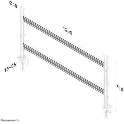 NewStar Neomounts FPMA-DTB200 - Bevestigingskit (werkbalk) - vast - voor 6 LCD-displays - zilver - schermgrootte: 10"-24" - klembevestiging NewStar Neomounts FPMA-DTB200 - Bevestigingskit (werkbalk) - vast - voor 6 LCD-displays - zilver - schermgrootte: 10"-24" - klembevestiging