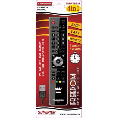 Superior Freedom Micro-USB 4in1 - Afstandsbediening - infrarood - zwart Superior Freedom Micro-USB 4in1 - Afstandsbediening - infrarood - zwart