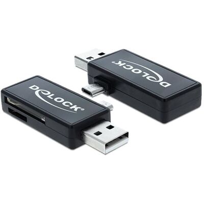 DeLOCK Micro USB OTG Card Reader + USB A male - kaartlezer - USB DeLOCK Micro USB OTG Card Reader + USB A male - kaartlezer - USB