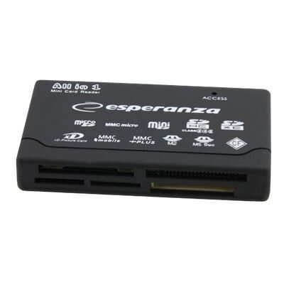 Esperanza EA119 - Kaartlezer - alles-in-1 (MS, miniSD, MS Duo, SDHC, microSD, MMCplus, SDXC, MMCmobile, xD, MS Micro, CF) - USB 2.0 Esperanza EA119 - Kaartlezer - alles-in-1 (MS, miniSD, MS Duo, SDHC, microSD, MMCplus, SDXC, MMCmobile, xD, MS Micro, CF) - USB 2.0