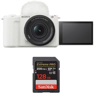 Sony ZV-E10 II Zwart + 16-50mm f 3.5-5.6 OSS II + SanDisk 128GB Extreme PRO UHS-I SDXC Sony ZV-E10 II Zwart + 16-50mm f 3.5-5.6 OSS II + SanDisk 128GB Extreme PRO UHS-I SDXC