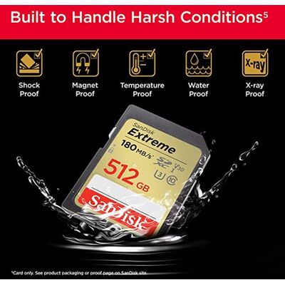 SanDisk Extreme - Flashgeheugenkaart - 512 GB - Video Class V30 / UHS-I U3 / Class10 - SDXC UHS-I SanDisk Extreme - Flashgeheugenkaart - 512 GB - Video Class V30 / UHS-I U3 / Class10 - SDXC UHS-I