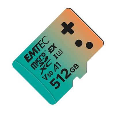 EMTEC Express Gaming - Flashgeheugenkaart - 512 GB - A1 / Video Class V30 / UHS-I U3 - microSDXC UHS-I U3 EMTEC Express Gaming - Flashgeheugenkaart - 512 GB - A1 / Video Class V30 / UHS-I U3 - microSDXC UHS-I U3
