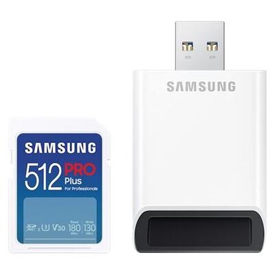 Samsung PRO Plus MB-SD512SB - Flashgeheugenkaart - 512 GB - Video Class V30 / UHS-I U3 / Class10 - SDXC UHS-I - wit Samsung PRO Plus MB-SD512SB - Flashgeheugenkaart - 512 GB - Video Class V30 / UHS-I U3 / Class10 - SDXC UHS-I - wit