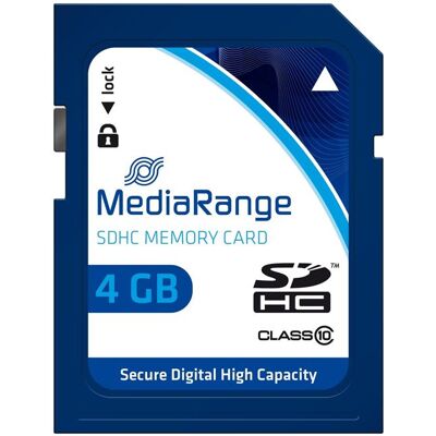 MediaRange - Flashgeheugenkaart - 4 GB - Class 10 - SDHC - blauw MediaRange - Flashgeheugenkaart - 4 GB - Class 10 - SDHC - blauw