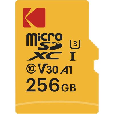 Kodak - Flashgeheugenkaart (microSDXC-naar-SD-adapter inbegrepen) - 256 GB - A1 / Video Class V30 / UHS-I U3 - microSDXC UHS-I Kodak - Flashgeheugenkaart (microSDXC-naar-SD-adapter inbegrepen) - 256 GB - A1 / Video Class V30 / UHS-I U3 - microSDXC UHS-I