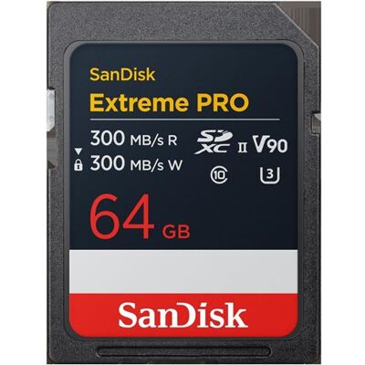 SanDisk Extreme PRO - Flashgeheugenkaart - 64 GB - Video Class V90 / UHS-II U3 / Class10 - SDXC UHS-II SanDisk Extreme PRO - Flashgeheugenkaart - 64 GB - Video Class V90 / UHS-II U3 / Class10 - SDXC UHS-II