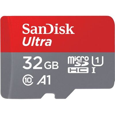 SanDisk Ultra Micro SDHC-geheugenkaart 32 GB + SD-adapter Grijs en Rood SanDisk Ultra Micro SDHC-geheugenkaart 32 GB + SD-adapter Grijs en Rood