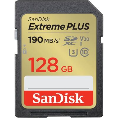 SanDisk SD-geheugenkaart Extreme Plus SDXC UHS-I U3 Class10 128 GB SanDisk SD-geheugenkaart Extreme Plus SDXC UHS-I U3 Class10 128 GB