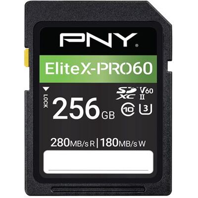Pny SDXC-geheugenkaart P-SD256V60280EXP6-GE EliteX-PRO 60 256 GB UHS-II Zwart Pny SDXC-geheugenkaart P-SD256V60280EXP6-GE EliteX-PRO 60 256 GB UHS-II Zwart