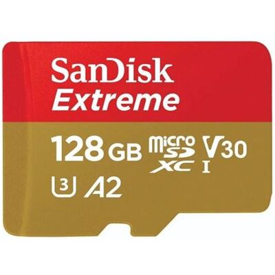 SanDisk ExtremeMicro SD-geheugenkaart 128 GB UHS-I met microSDXC naar SD-adapter SanDisk ExtremeMicro SD-geheugenkaart 128 GB UHS-I met microSDXC naar SD-adapter