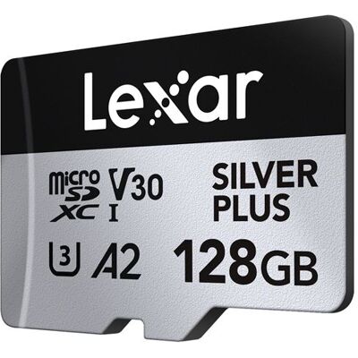 Lexar Micro SDXC-geheugenkaart Plus 128 GB Zwart en zilver Lexar Micro SDXC-geheugenkaart Plus 128 GB Zwart en zilver