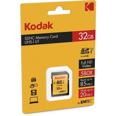 Kodak - Flashgeheugenkaart - 32 GB - UHS-I U1 / Class10 - 580x - SDHC UHS-I Kodak - Flashgeheugenkaart - 32 GB - UHS-I U1 / Class10 - 580x - SDHC UHS-I