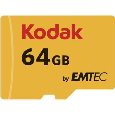 Kodak - Flashgeheugenkaart (microSDXC-naar-SD-adapter inbegrepen) - 64 GB - UHS Class 3 / Class10 - 650x - microSDXC UHS-I Kodak - Flashgeheugenkaart (microSDXC-naar-SD-adapter inbegrepen) - 64 GB - UHS Class 3 / Class10 - 650x - microSDXC UHS-I