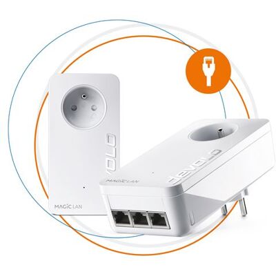 Devolo Startpakket met 2 adapters Magic 2 LAN triple 3-poorts Ethernet Devolo Startpakket met 2 adapters Magic 2 LAN triple 3-poorts Ethernet