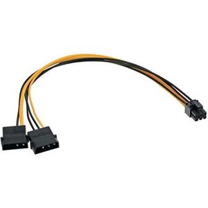 Intos Electronic Ag InLine - Netspanningsadapter - 4-PIN interne voeding (M) naar 6 pins-PCIe-voeding (M) - 25 cm - met strengen Intos Electronic Ag InLine - Netspanningsadapter - 4-PIN interne voeding (M) naar 6 pins-PCIe-voeding (M) - 25 cm - met strengen