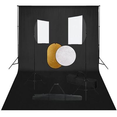 vidaXL Kit de Studio Photo avec Boîte à Lumière Toile de Fond et Réflecteur Lumière de Studio Kit d'Eclairage Photographie Intérieur vidaXL Kit de Studio Photo avec Boîte à Lumière Toile de Fond et Réflecteur Lumière de Studio Kit d'Eclairage Photographie Intérieur