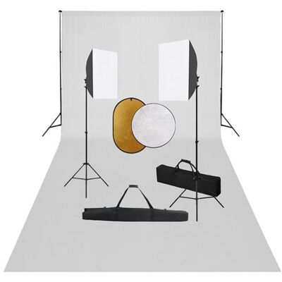 vidaXL Kit de Studio Photo avec Boîte à Lumière Toile de Fond et Réflecteur Lumière de Studio Photographie Kit d'Eclairage Intérieur vidaXL Kit de Studio Photo avec Boîte à Lumière Toile de Fond et Réflecteur Lumière de Studio Photographie Kit d'Eclairage Intérieur