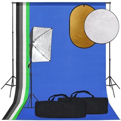 vidaXL Kit de Studio Photo Boîte à Lumière Toile de Fond et Réflecteur Lumière de Photographie Système de Fond Kit de Support de Fond vidaXL Kit de Studio Photo Boîte à Lumière Toile de Fond et Réflecteur Lumière de Photographie Système de Fond Kit de Support de Fond