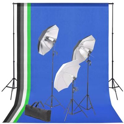 vidaXL Kit de Studio Photo avec Toile de Fond et Jeu d'Eclairage Photo Lumière de Photographie Portrait Photographie de Produits Photographie Publicitaire vidaXL Kit de Studio Photo avec Toile de Fond et Jeu d'Eclairage Photo Lumière de Photographie Portrait Photographie de Produits Photographie Publicitaire
