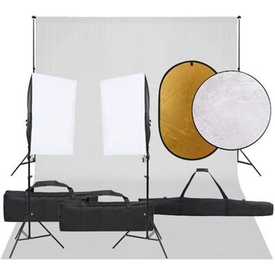 vidaXL Fotostudioset met verlichtingsset, achtergrond en reflector3094760 vidaXL Fotostudioset met verlichtingsset, achtergrond en reflector3094760