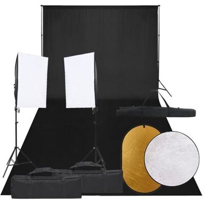 vidaXL Fotostudioset met verlichtingsset, achtergrond en reflector3094762 vidaXL Fotostudioset met verlichtingsset, achtergrond en reflector3094762