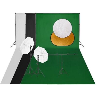 vidaXL Kit de Studio Photo avec Éclairage Toile de Fond et Réflecteur, Kit d'Éclairage de Photographie avec Sac, Set pour Studio Photo avec Système de Fond vidaXL Kit de Studio Photo avec Éclairage Toile de Fond et Réflecteur, Kit d'Éclairage de Photographie avec Sac, Set pour Studio Photo avec Système de Fond
