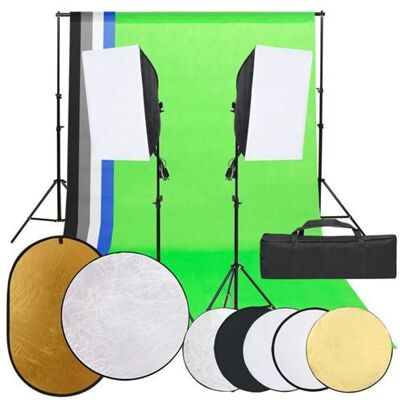 vidaXL Fotostudioset met verlichtingsset, achtergrond en reflector3094733 vidaXL Fotostudioset met verlichtingsset, achtergrond en reflector3094733