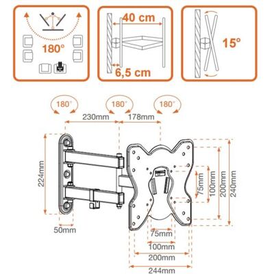 Metronic - Haakje - voor LCD-scherm - schermgrootte: 28"-42" - te bevestigen aan de muur Metronic - Haakje - voor LCD-scherm - schermgrootte: 28"-42" - te bevestigen aan de muur