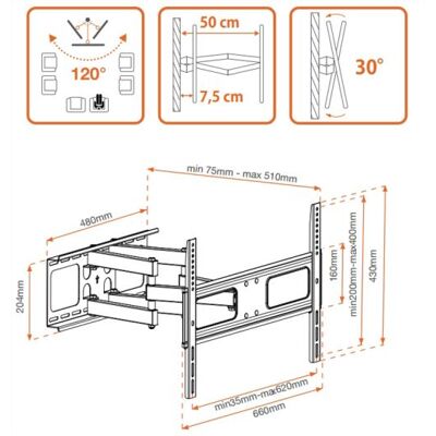 Metronic - Haakje - voor LCD-scherm - schermgrootte: 55"-70" - bevestigingsinterface: 600 x 400 mm - te bevestigen aan de muur Metronic - Haakje - voor LCD-scherm - schermgrootte: 55"-70" - bevestigingsinterface: 600 x 400 mm - te bevestigen aan de muur